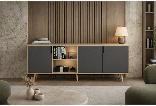 SteweHome Sideboard Holz 180x45x80cm Mehrfarbig