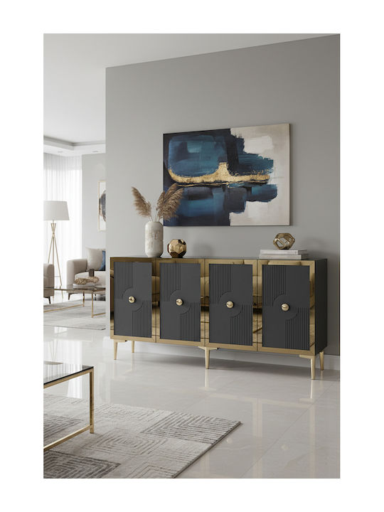 Μπουφές Ξύλινος Γκρι 150x32x75cm