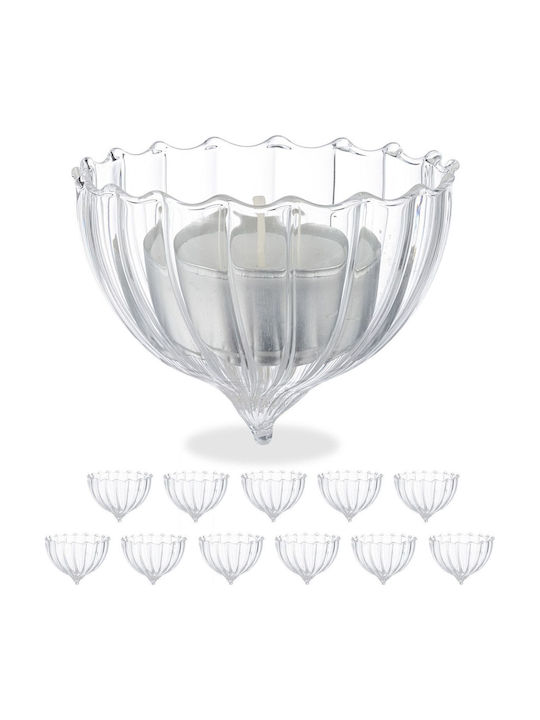 Relaxdays Set Suporturi Lumanări Din Sticlă Pentru Suporturi De Lumânări În Culoare Transparentă 5x6.5cm 12 Bucăți