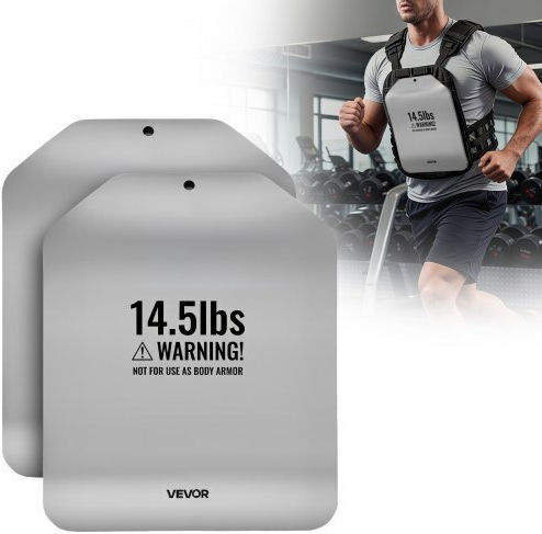 Vevor Vest Plates Curved Base Pairs 6.6 Kg Plates Tactical Weighted High Quality Steel Construction Vest Ergonomic Design Strength Endurance Training Running Jogging Fitness Intense Workouts