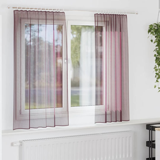 vidaXL Комплект Пердета и Завеси за Прозорец с Презрамки Voile Лилави 140x175см