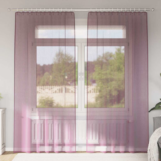 vidaXL Комплект Пердета И Завеси С Презрамки Voile Лилави 140x245см