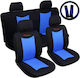 Complete Set 10 Pieces Universal Car Seat Covers Steering Wheel And Seatbelt Covers Polyester Black Blue