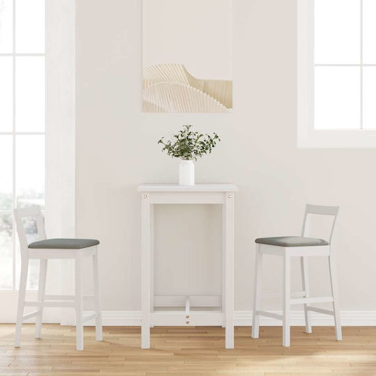 Taburete Bar Cu Spătar Din Lemn Alb 2 Buc 35.5x42.5x79.5 cm