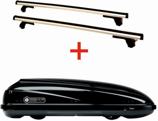 Roof Box Modula Travel Easy 460 Glossy Black 460 Liters Aluminum Bars Hermes Aerodynamic Design Locks