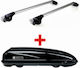 Modula Autodachboxen Travel Easy 460 Glossy Schwarz 460 Liter Dachträger Modula Aluminium Schwarze Silber
