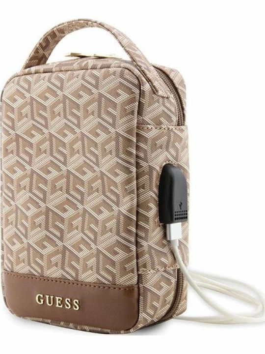 Guess Guhbhgcfsew Kulturbeutel Braun Gcube Streifen