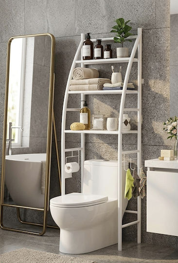 Επιδαπέδια Ραφιέρα Μπάνιου Μεταλλική 47x25x160cm Λευκή