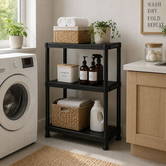 Ankor Floor Bathroom Shelf Plastic 60x30x91cm Black