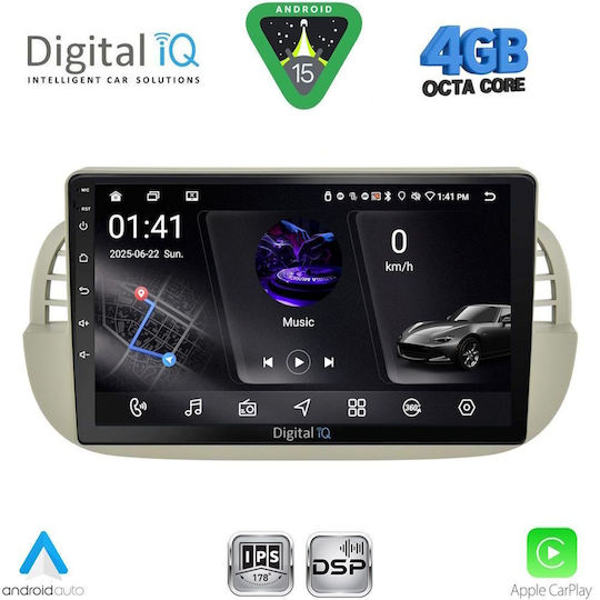 Digital IQ Ηχοσύστημα Αυτοκινήτου για Fiat 500 2007-2015 (Bluetooth/USB/WiFi/GPS/Apple-Carplay/Android-Auto) με Οθόνη Αφής 9"