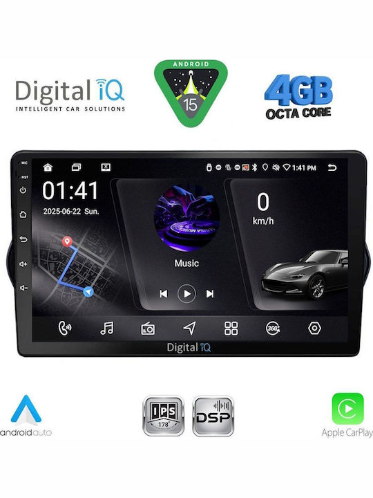 Digital IQ Auto-Audiosysteme für Fiat Tipo 2015-2023 Bluetooth USB Eingebautes Wi-Fi GPS Apple CarPlay Android Auto mit 9 Zoll Touchscreen DIGITAL IQ RSG 6148 CPA