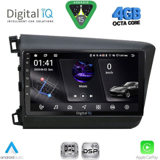 Digital IQ Ηχοσύστημα Αυτοκινήτου για Honda Civic 2012-2016 (Bluetooth/USB/WiFi/GPS/Apple-Carplay/Android-Auto) με Οθόνη Αφής 9"