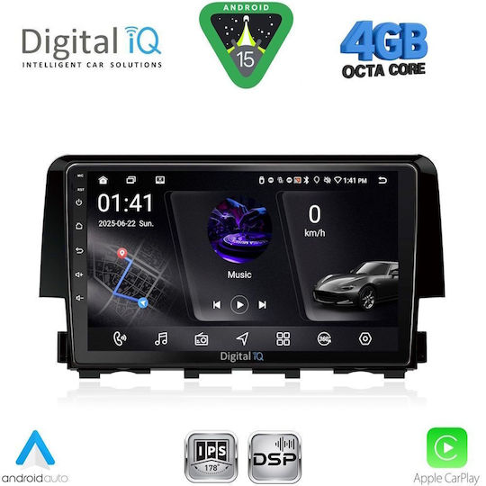 Digital IQ Car Audio System for Honda Civic 2016-2021 Bluetooth USB WiFi GPS Apple CarPlay Android Auto with 9" Touch Screen