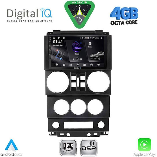 Digital IQ Car Audio System for Jeep Wrangler 2006-2011 Bluetooth USB WiFi GPS Apple CarPlay Android Auto with 9" Touch Screen