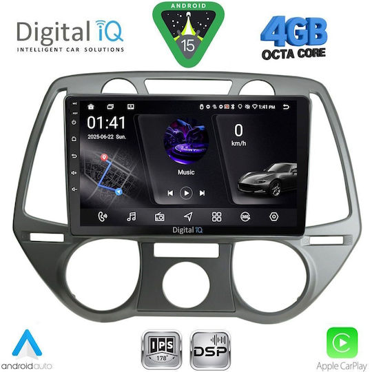 Digital IQ Car Audio System for Hyundai i20 2008-2012 with A/C Bluetooth USB WiFi GPS Apple CarPlay Android Auto with 9" Touch Screen