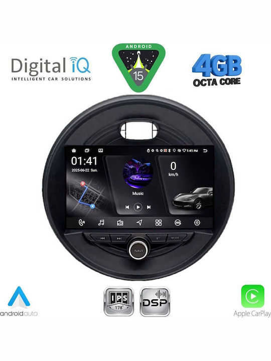 Digital IQ Car Audio System for Mini Cooper Clubman Roadster and Countryman 2014-2019 with 9 Inch Touch Screen Bluetooth USB Wi-Fi GPS Apple CarPlay and Android Auto