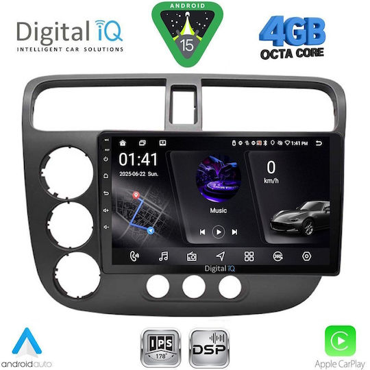 Digital IQ Ηχοσύστημα Αυτοκινήτου για Honda Civic 2001-2006 (Bluetooth/USB/WiFi/GPS/Apple-Carplay/Android-Auto) με Οθόνη Αφής 9"