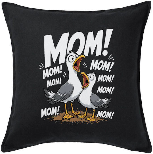 Koupakoupa Μαξιλάρι Καναπέ Mom! Το Κάλεσμα Των Γλάρων, από 100% Βαμβάκι Μαύρο 50x50εκ.