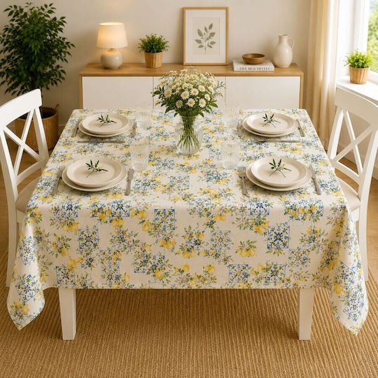 Pucioasa Τραπεζομάντηλο Βαμβακερό Αλέκιαστο Lemons And Geometric Patterns 120x160εκ.