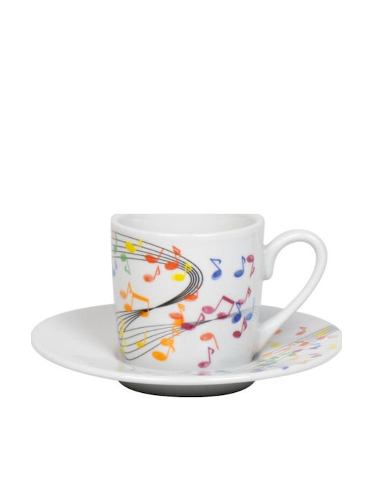Konitz Flying Notes Φλιτζάνι Espresso από Πορσελάνη Καφέ 85ml