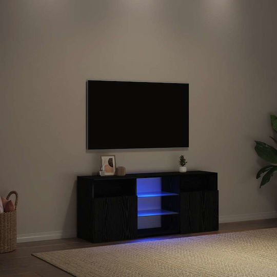 TV Stand with LED Lighting Black L120xW30xH50cm