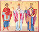 Heiligenikone St. Nikolaus Spyridon Panteleimon 17 cm