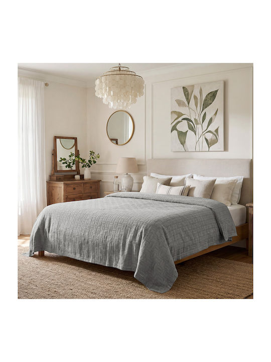 Adam Home Matlasse Romvia Piqué Decke Einzeln 170x270cm Grau
