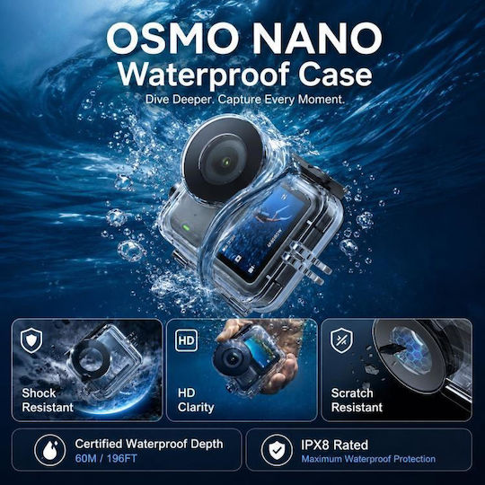 Αδιάβροχη Θήκη Telesin 60 Μέτρων Dji Osmo Nano Ipx8 Υποβρύχιες Καταδύσεις Κάλυμμα Προστασίας Κάμερας Δράσης Κατά Ομίχλης Διαφανές