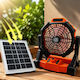 Solar Rechargeable Fan 8w Desktop 4 Speeds Flashlight Power Bank X25 Black Orange