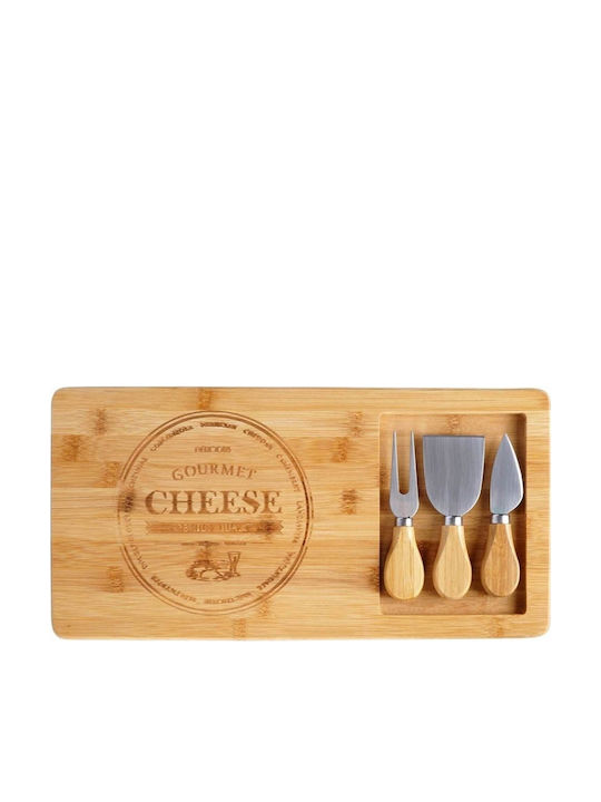 Excellent Houseware Serving Platter Cheese Wooden 38x18.5x1.5cm 4 Pieces