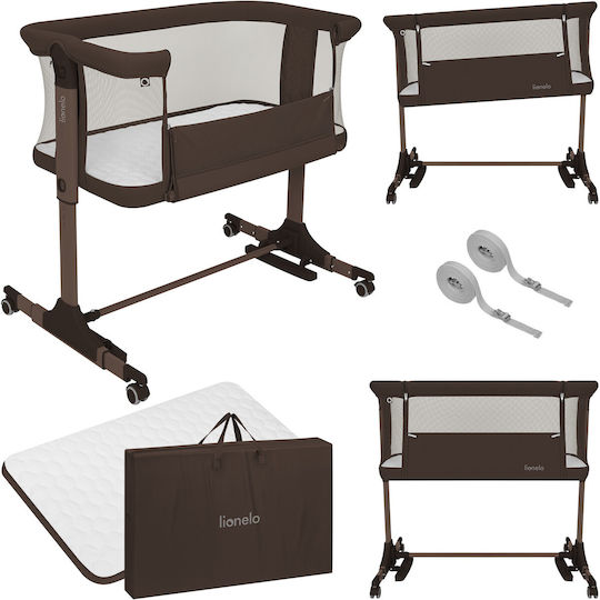 Lionelo Pari Baby Cradle with Mattress and Brown Wheels