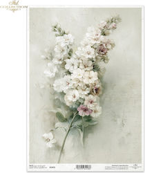 Reispapier Decoupage A4 Weiße Blumen