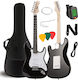 V-tone Eg 39 Bk Електрическа Китара 4/4 Stratocaster 39” SSS Капак Колан Кабел Jack-jack Тунер Перца Струни Лост За Тремоло Шестограми Комплект