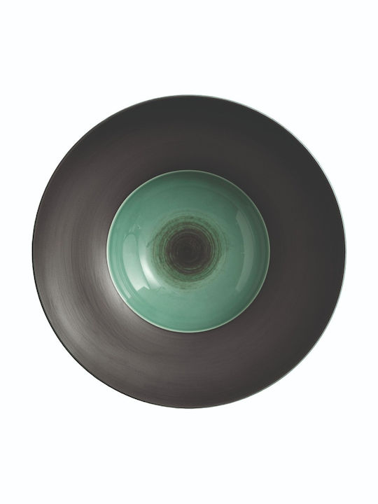GTSA Ekate Servierplatte aus Porzellan Grün mit Durchmesser 24cm