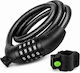 Bicycle Lock Zola 4-digit Code 120 Cm 13.5 Mm Thickness Mounting Bracket Steel Plastic Black