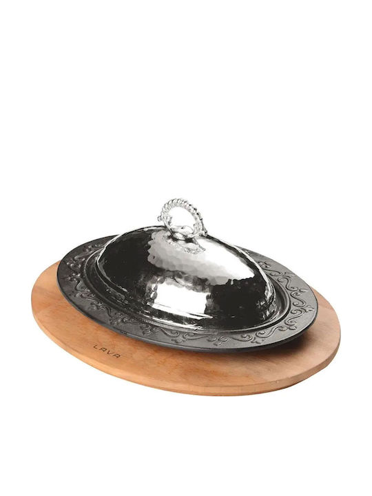 Lava Servierplatte Oval Hölzernes Silber 28x20cm