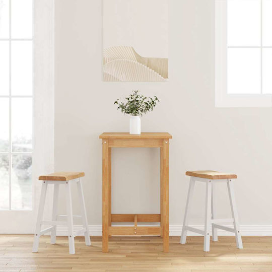 Bar Wooden White Stools 2 Pieces 44.5x35x60cm