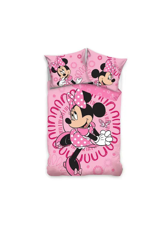 Disney Minnie Mouse Set Cearceaf Pentru Copii Single Cu Față De Pernă Din Bumbac Roz 140x200cm