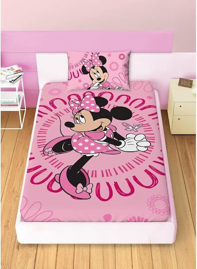 Disney Set Cearceaf Pentru Copii Single Roz