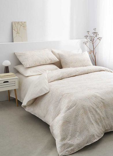 Vesta Home Ariadni Bed Sheets Set Double 200x270cm Beige 4 Pieces