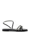 Leather Women's Flat Sandals Black