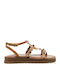 Myconian Leather Women's Flat Sandals Brown