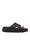 Leather Women's Flat Sandals Brown 3542+Brown Suede Leather