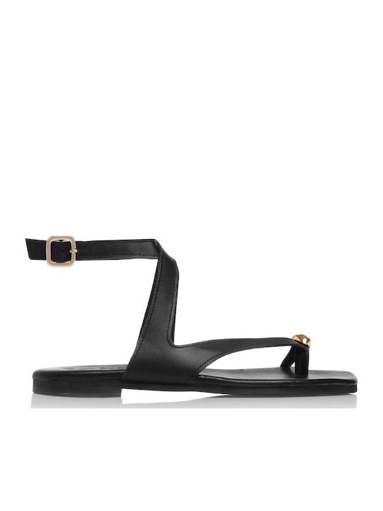 Sante Leather Women's Flat Sandals Black