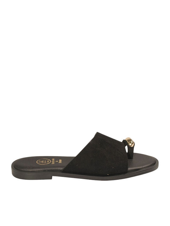 J&C Leather Women's Flat Sandals Black