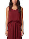 Women's Satin Sleeveless Blouse Burgundy
