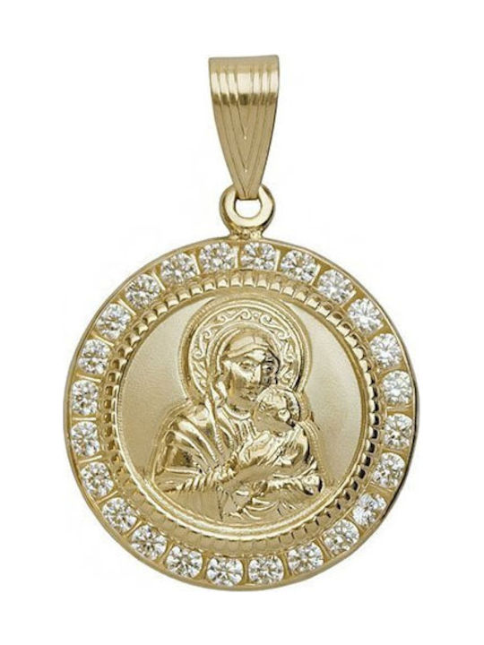 Μενταγιόν με την Παναγία Χρυσό 14K