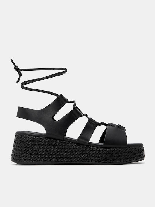 Platforme Dama Tip Espadrile Negre