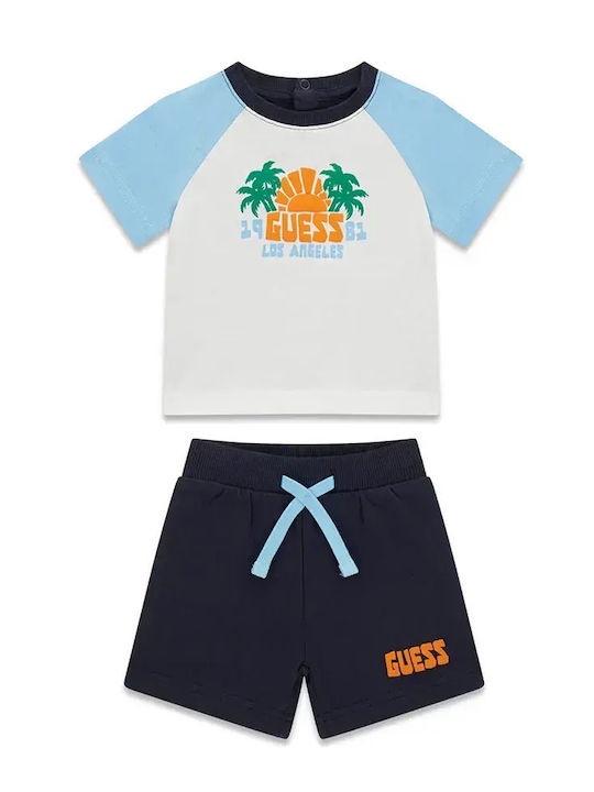 Guess Set Pentru Copii cu Pantaloni Scurți de Vară 2 Bucăți Albastru Guess Set Pentru Copii cu Pantaloni Scurți de Vară 2 Bucăți Albastru