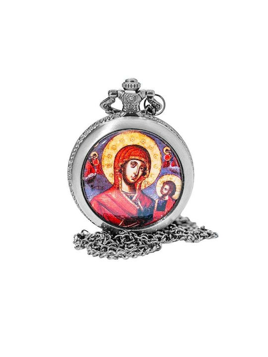 Men's Pocket Watch 45mm Battery Silver
